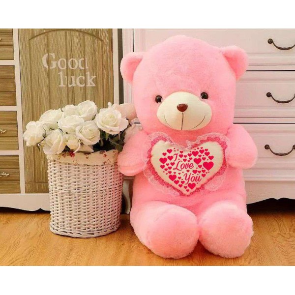 Pink 3.5 Feet Teddy Bear holding I Love You Heart